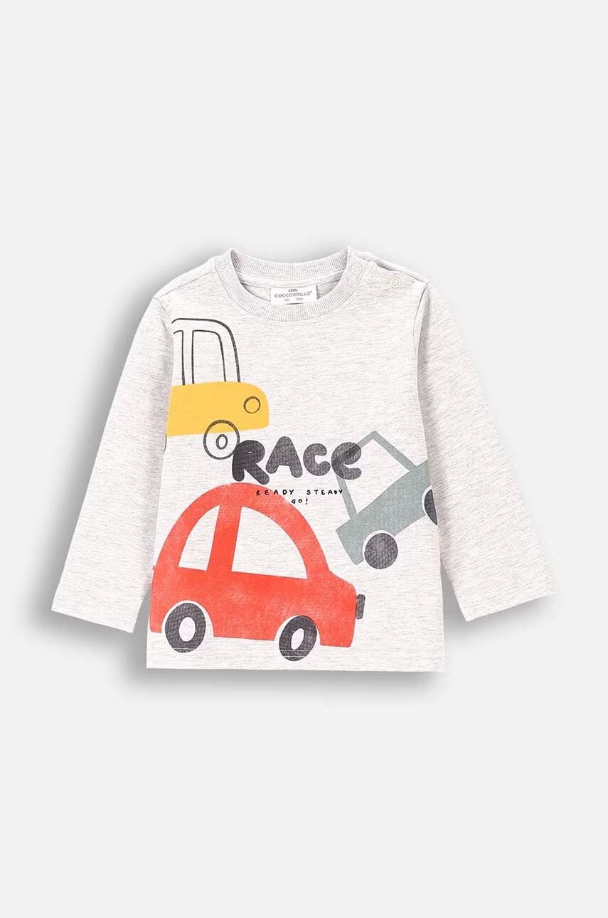 Coccodrillo longsleeve bebelusi culoarea gri, cu imprimeu, MY WAY BOY NEWBORN