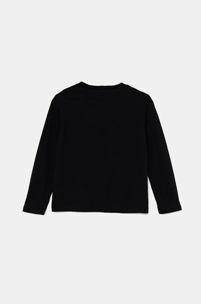 Хлопковый детский лонгслив United Colors of Benetton цвет чёрный с принтом 3ATNC10LV Хлопковый детский лонгслив United Colors of Benetton цвет чёрный с принтом 3ATNC10LV