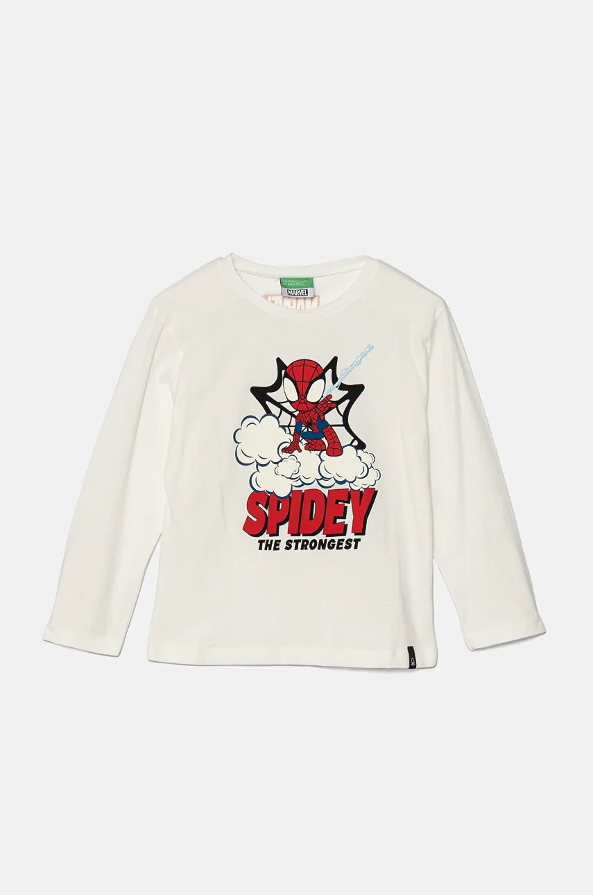 United Colors of Benetton longsleeve din bumbac pentru copii culoarea alb, cu imprimeu, 3ATNG10GU