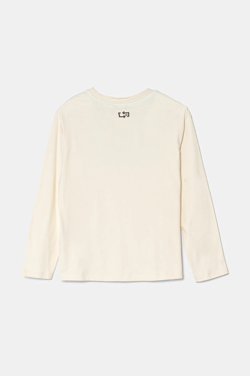 Хлопковый детский лонгслив United Colors of Benetton цвет бежевый с принтом 3EG9C10M6 Хлопковый детский лонгслив United Colors of Benetton цвет бежевый с принтом 3EG9C10M6