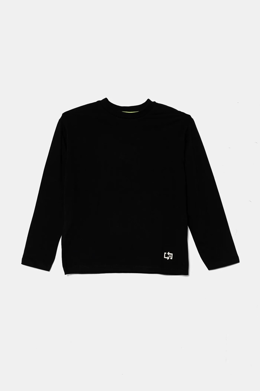Хлопковый детский лонгслив United Colors of Benetton цвет чёрный с принтом 3EG9C10M6