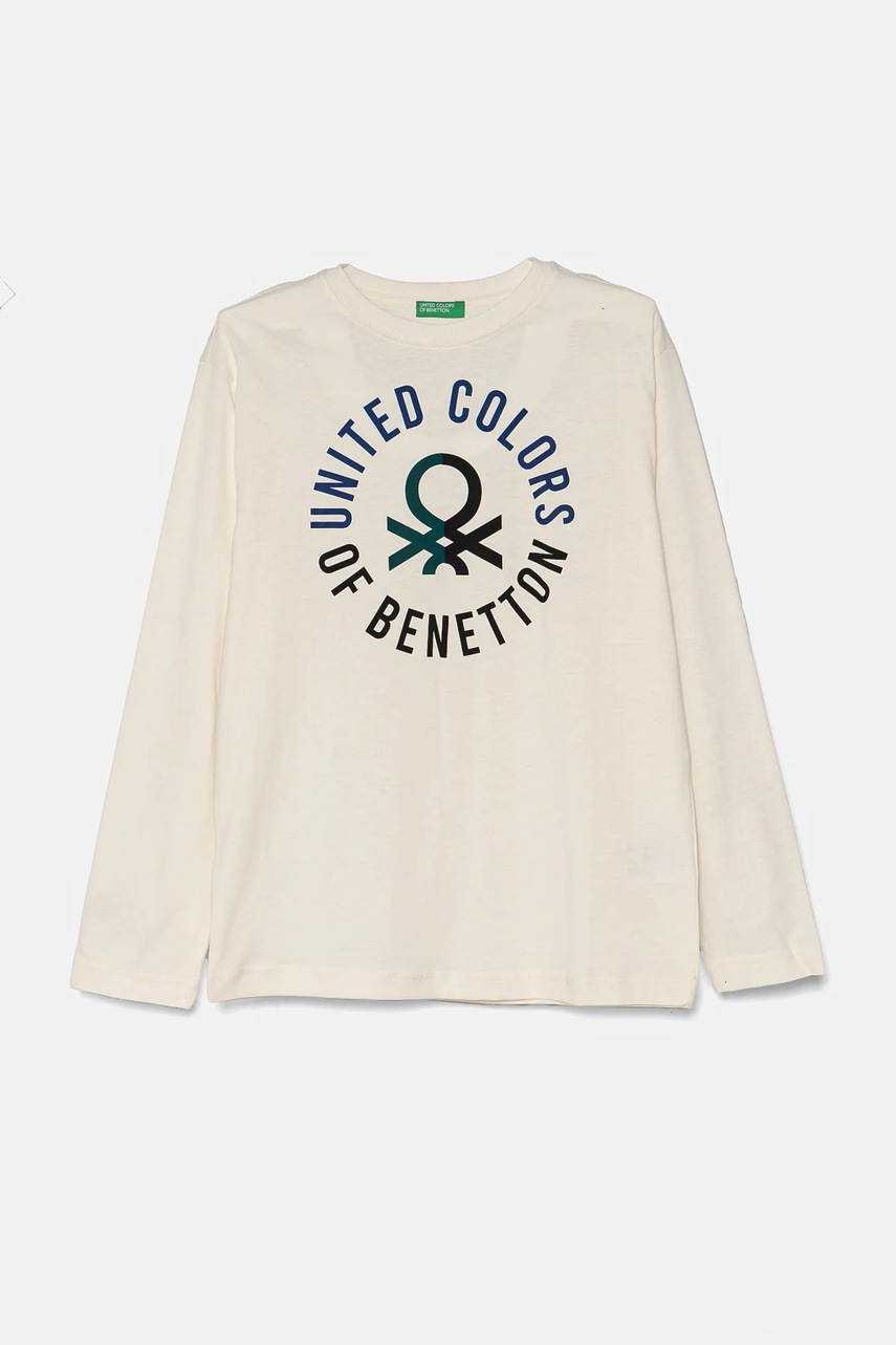 

Детска блуза с дълги ръкави United Colors of Benetton в бежово с принт 3ATNC10KQ, Бежов