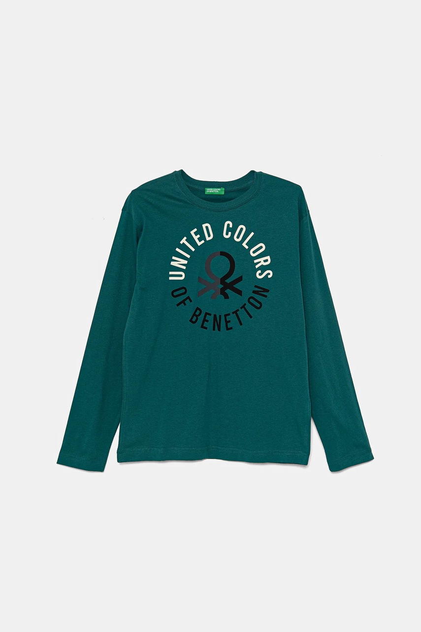 

Детска блуза с дълги ръкави United Colors of Benetton в зелено с принт 3ATNC10KQ, Зелен