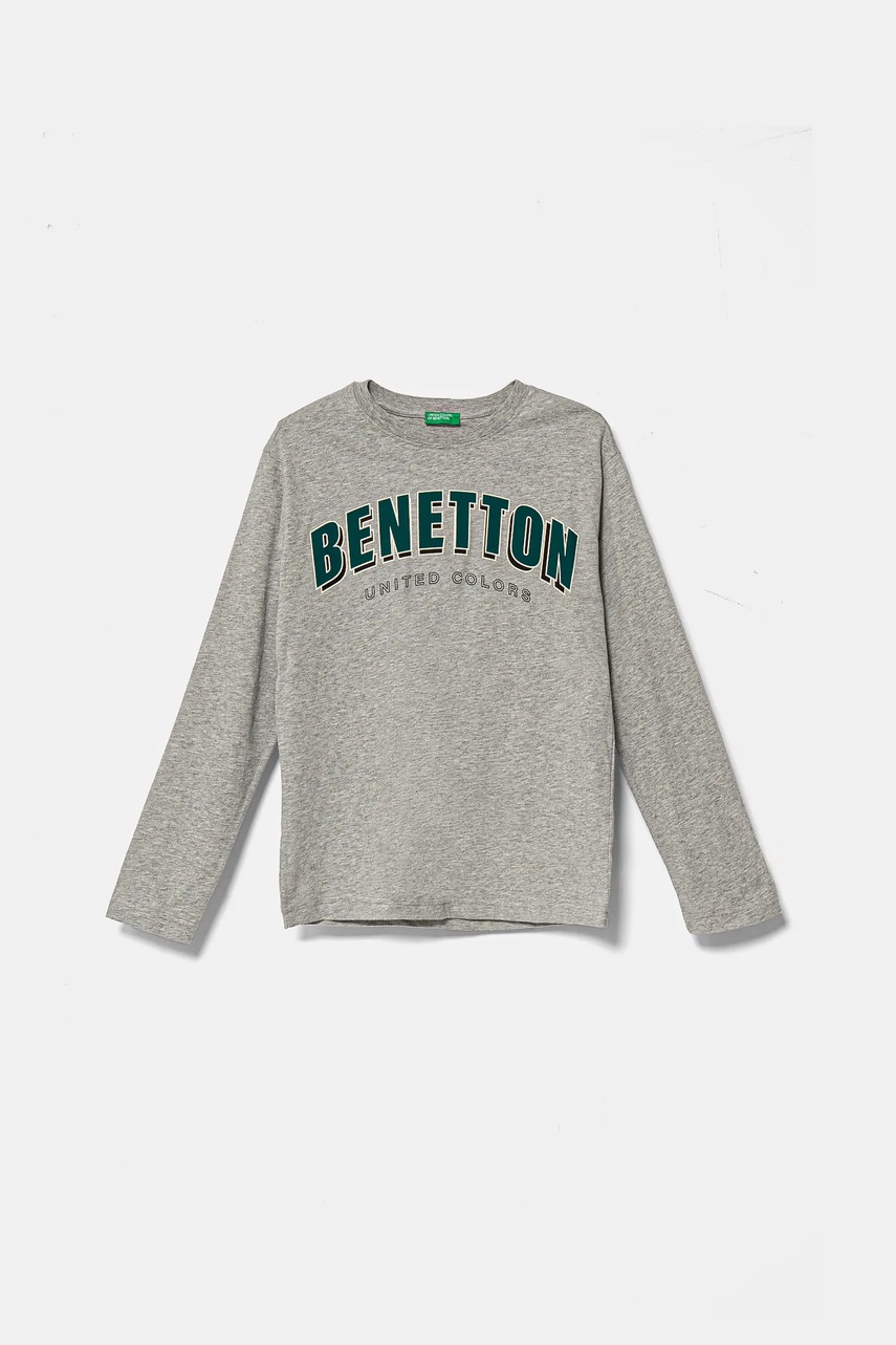 

Детска блуза с дълги ръкави United Colors of Benetton в сиво с принт 3ATNC10KQ, Сив