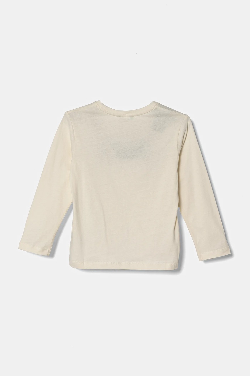 Хлопковый детский лонгслив United Colors of Benetton цвет бежевый с аппликацией 3ATNG10G1 Хлопковый детский лонгслив United Colors of Benetton цвет бежевый с аппликацией 3ATNG10G1