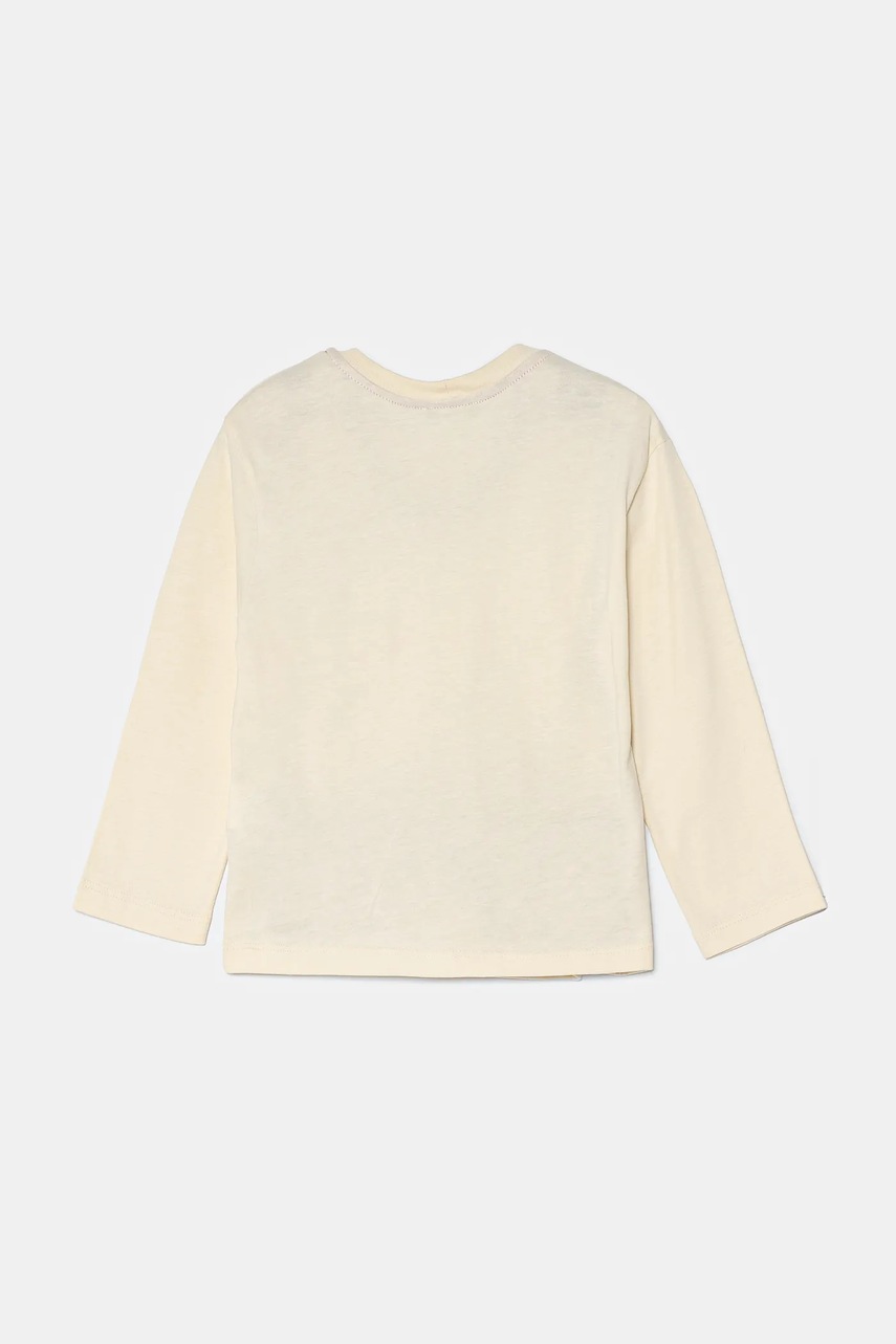 Хлопковый детский лонгслив United Colors of Benetton цвет бежевый с принтом 3EG9G10GH