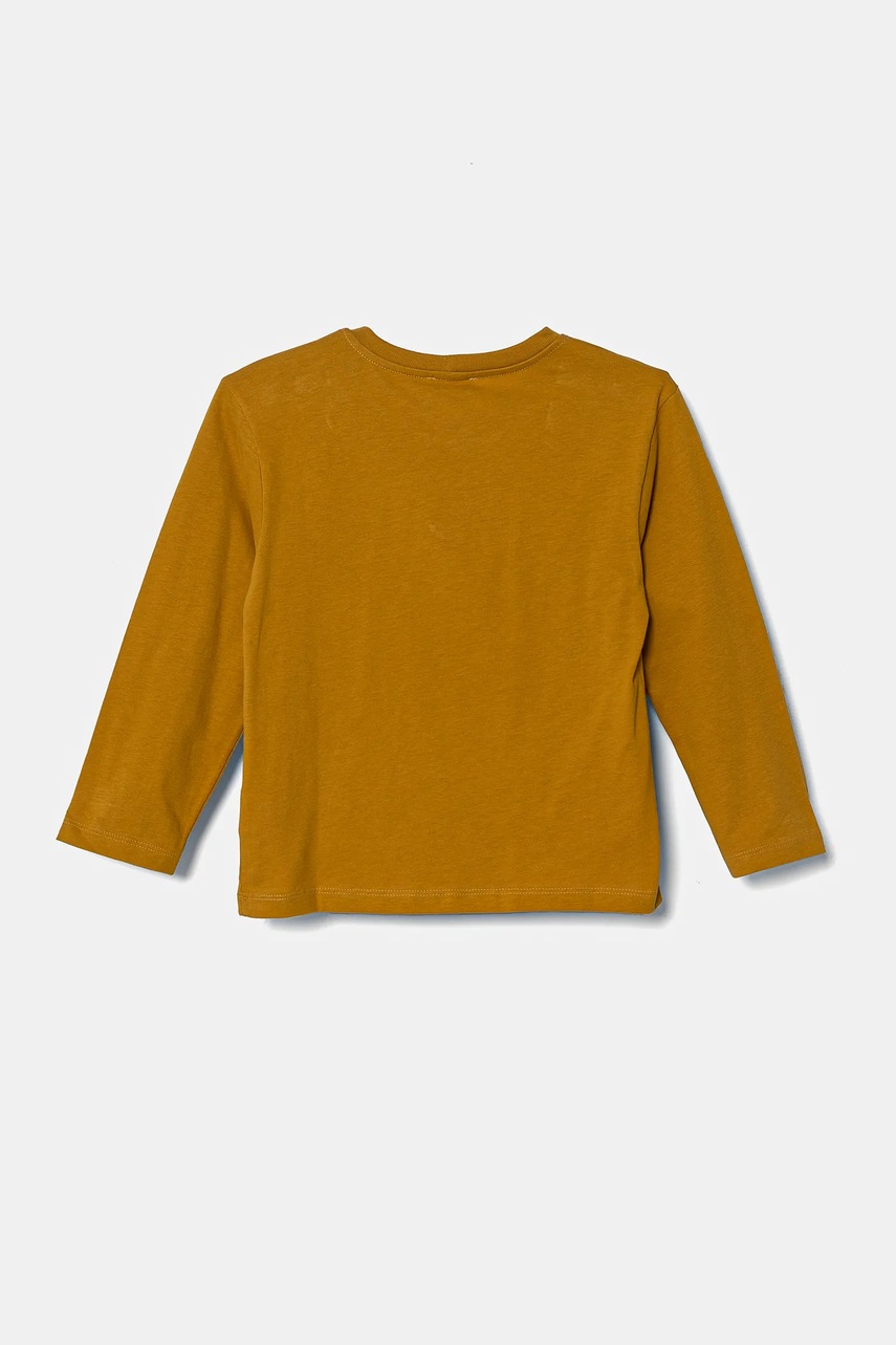 Хлопковый детский лонгслив United Colors of Benetton цвет жёлтый с принтом 3EG9G10GH
