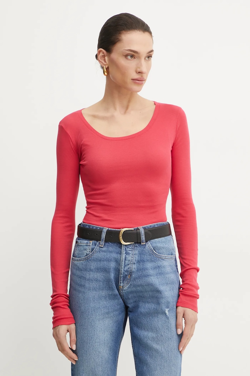 Boss Orange longsleeve din bumbac culoarea gri, 50518862