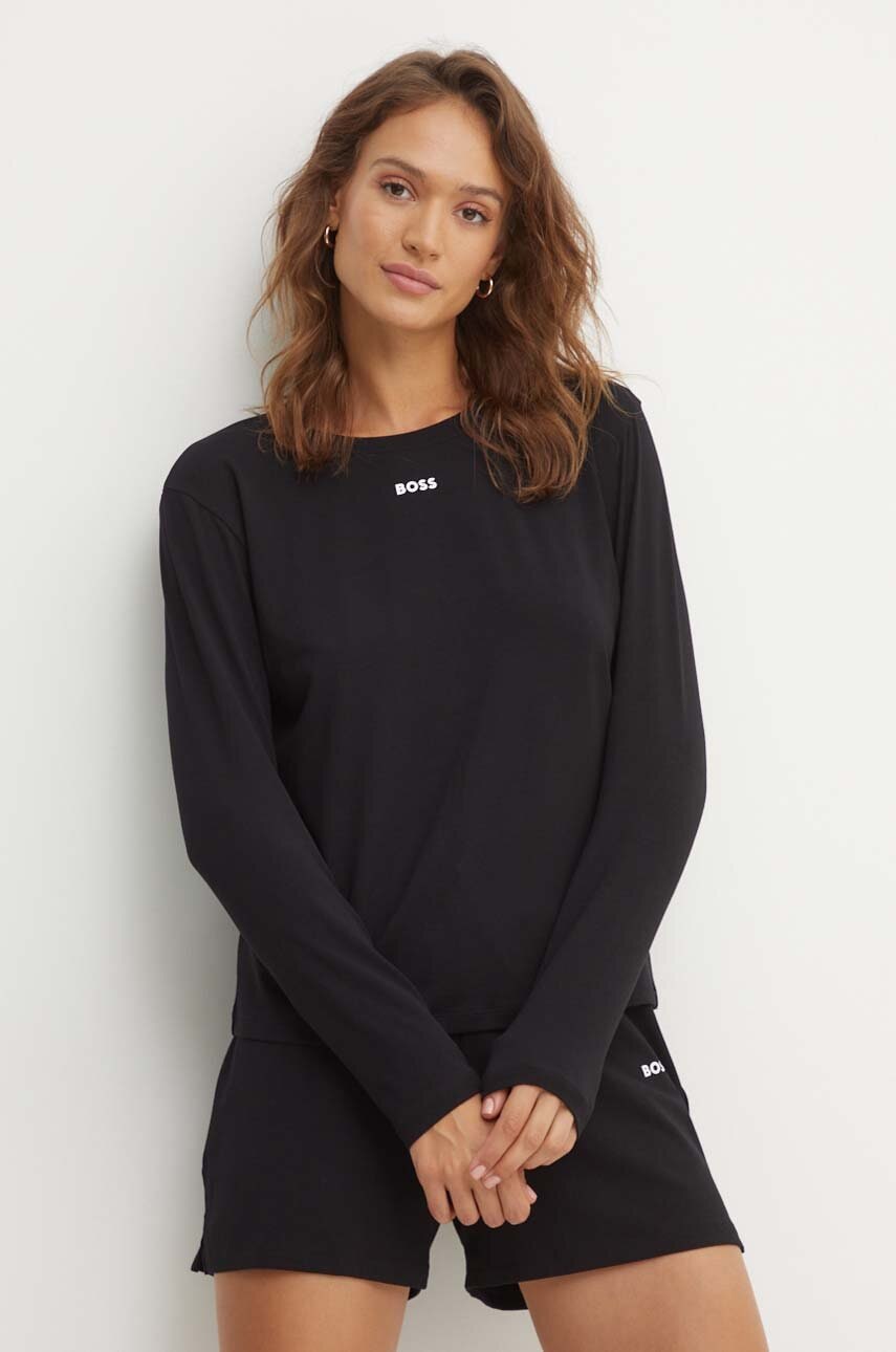 BOSS longsleeve lounge culoarea negru, 50510326