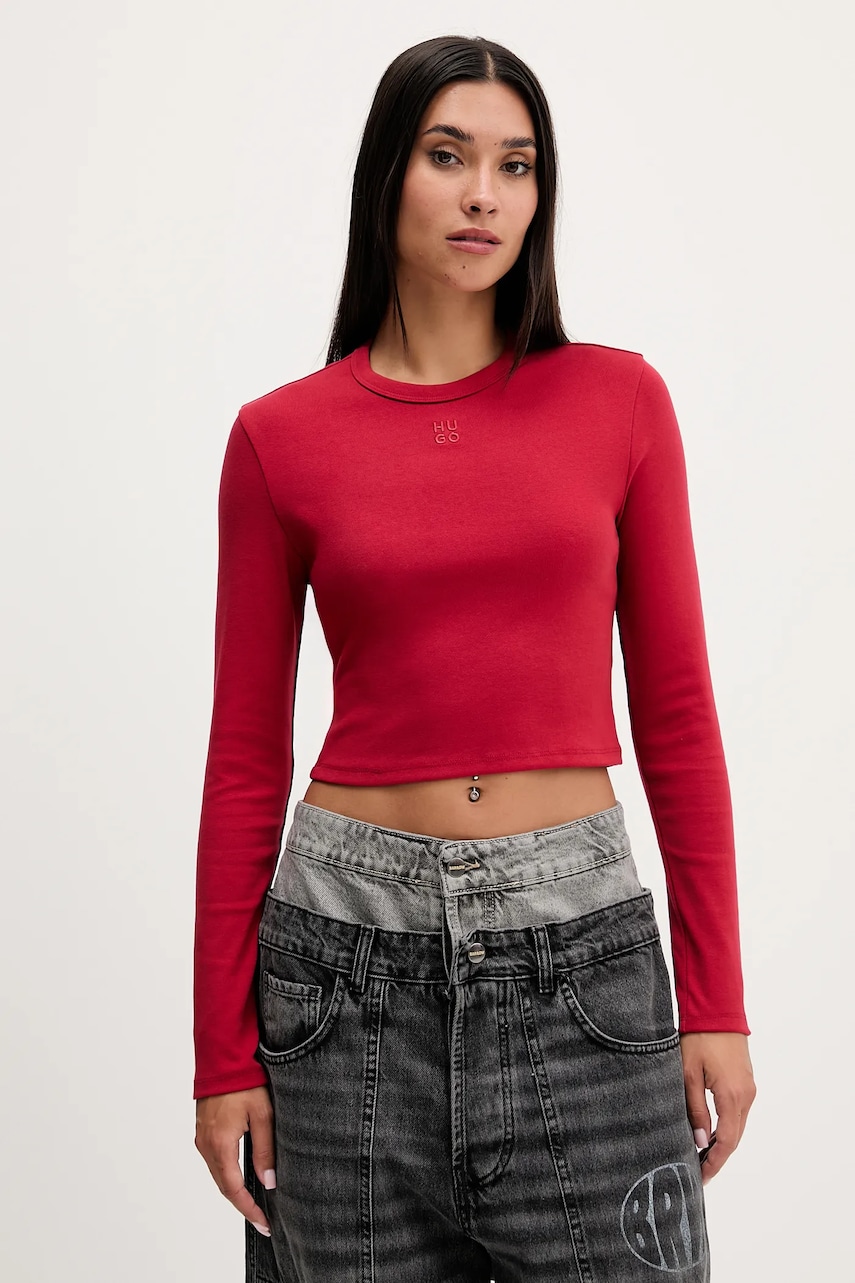 HUGO longsleeve culoarea bleumarin, 50518378