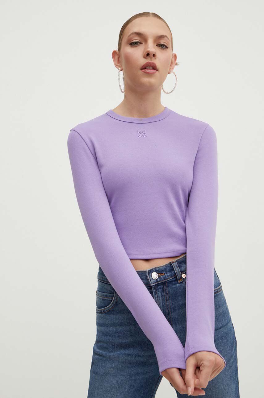 HUGO longsleeve femei, culoarea violet, 50518378