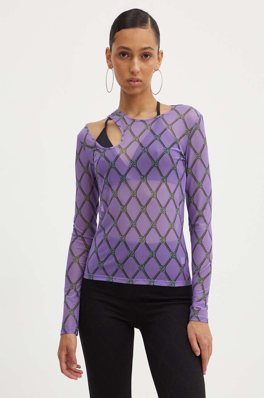 HUGO longsleeve femei, culoarea violet, 50518545