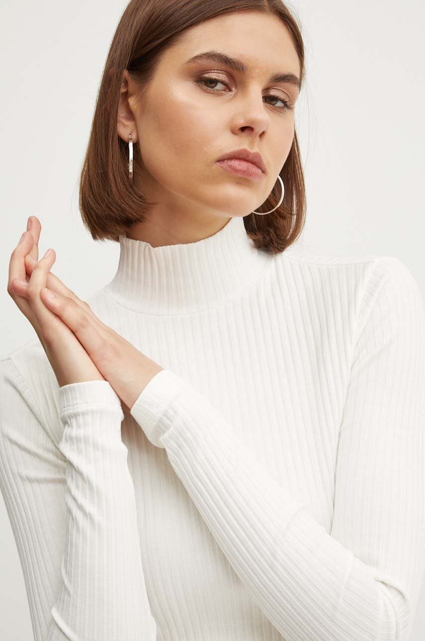 HUGO longsleeve femei, culoarea bej, cu turtleneck, 50521325