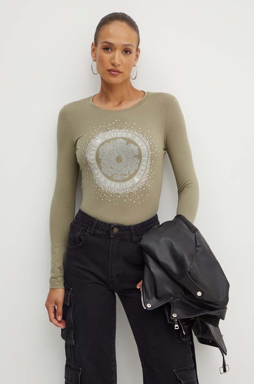 

Блуза с дълги ръкави Guess PEONY в зелено W4YI75 J1314, Зелен