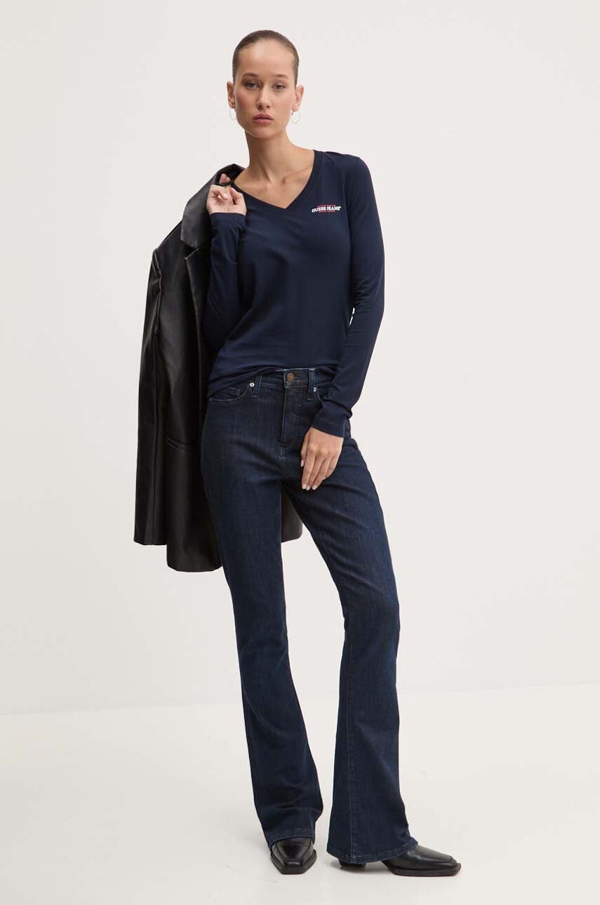 Longsleeve Guess Jeans χρώμα: ναυτικό μπλε, W4YI21 J1314 φωτογραφία