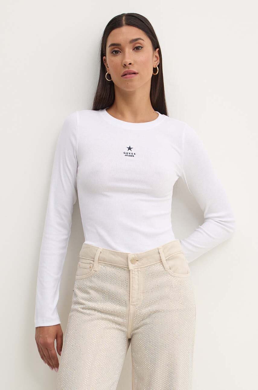 

Блуза с дълги ръкави Guess Jeans в бяло W4YI65 KA0H1, Бял