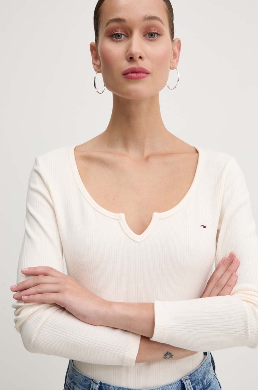 

Блуза с дълги ръкави Tommy Jeans в бежово DW0DW18425, Бежов