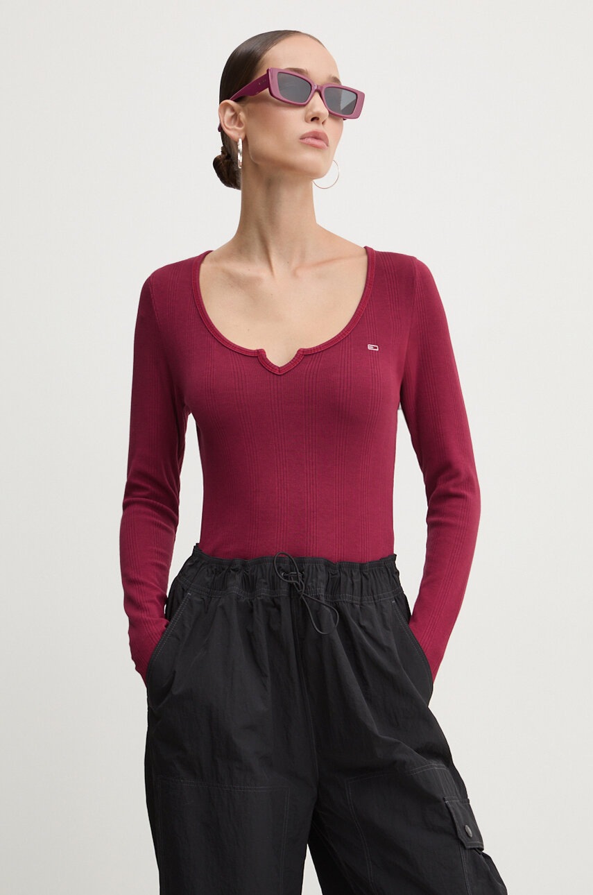 

Блуза с дълги ръкави Tommy Jeans в бордо DW0DW18425