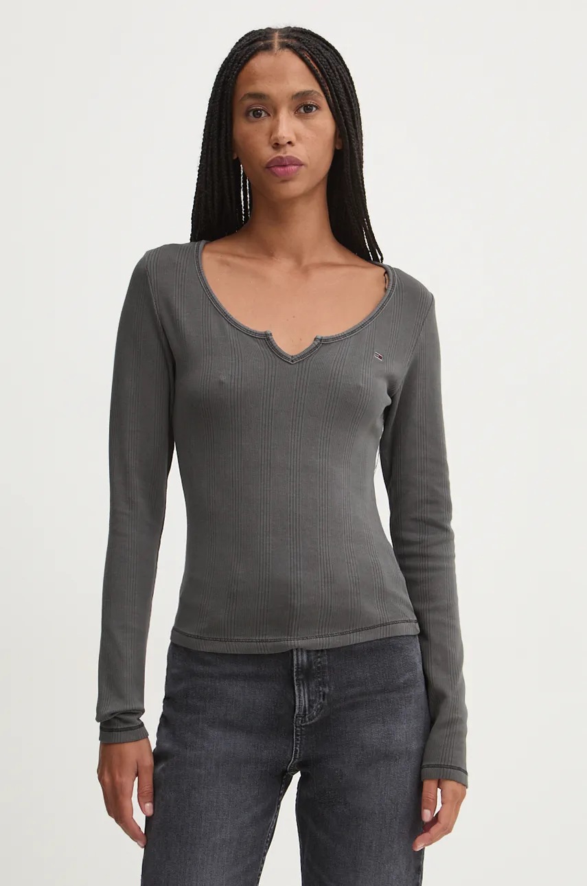 

Блуза с дълги ръкави Tommy Jeans в черно DW0DW18425, Сив