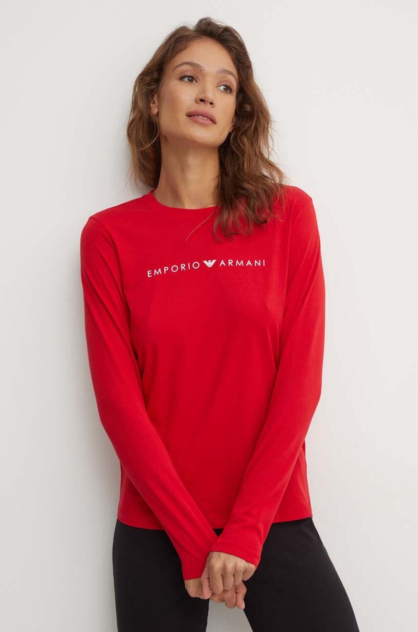 

Памучна блуза с дълги ръкави Emporio Armani Underwear в червено 164721 4F227, Червен