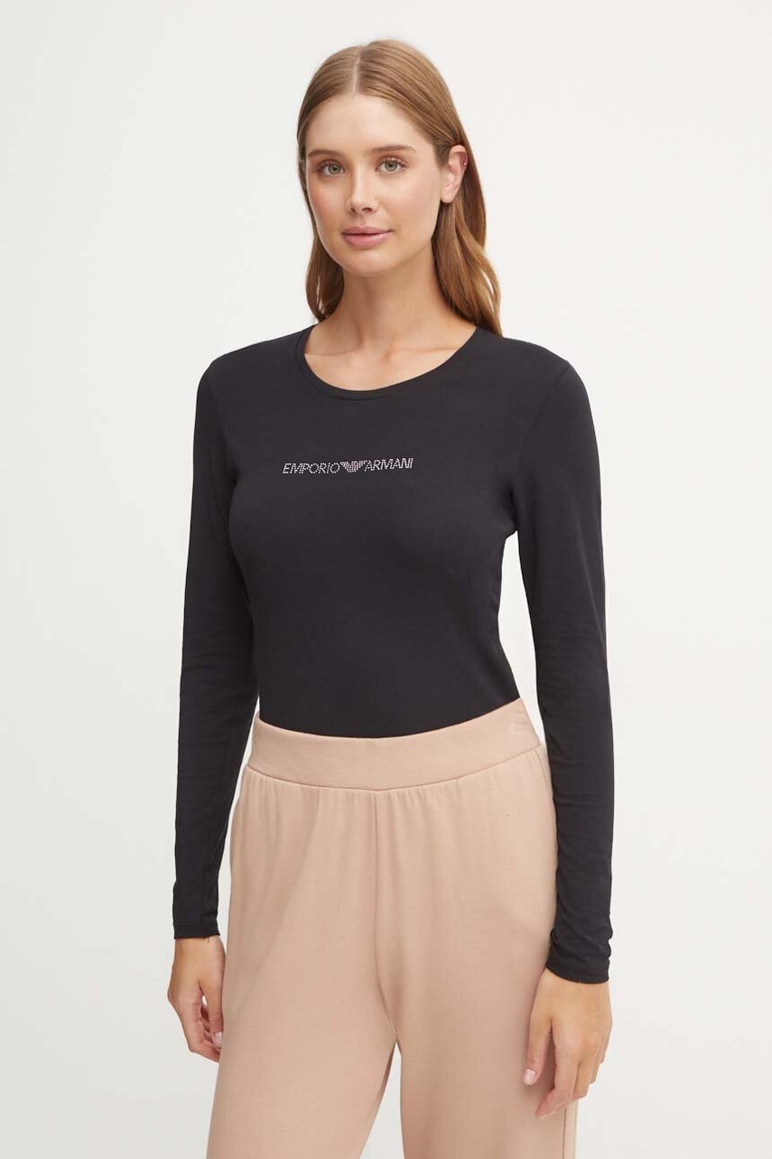 

Блуза с дълги ръкави Emporio Armani Underwear в черно 163229 4F223, Черен