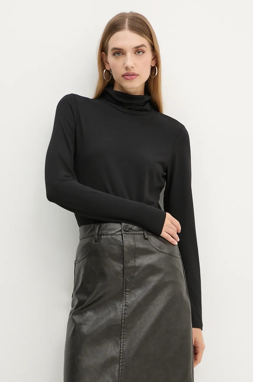 Marc O\'Polo longsleeve femei, culoarea negru, cu guler, 409308752241