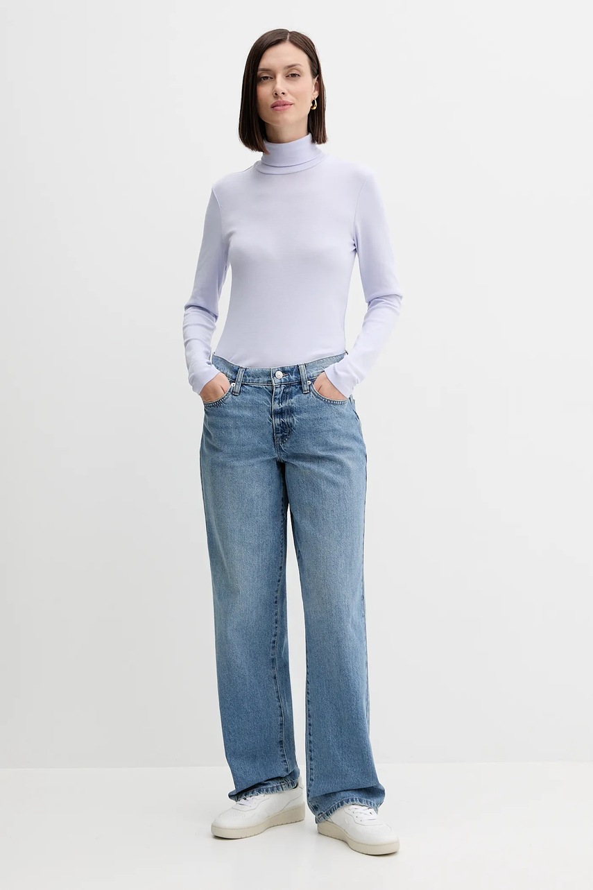 Хлопковый лонгслив United Colors of Benetton с гольфом 3GA2E2224 Хлопковый лонгслив United Colors of Benetton с гольфом 3GA2E2224
