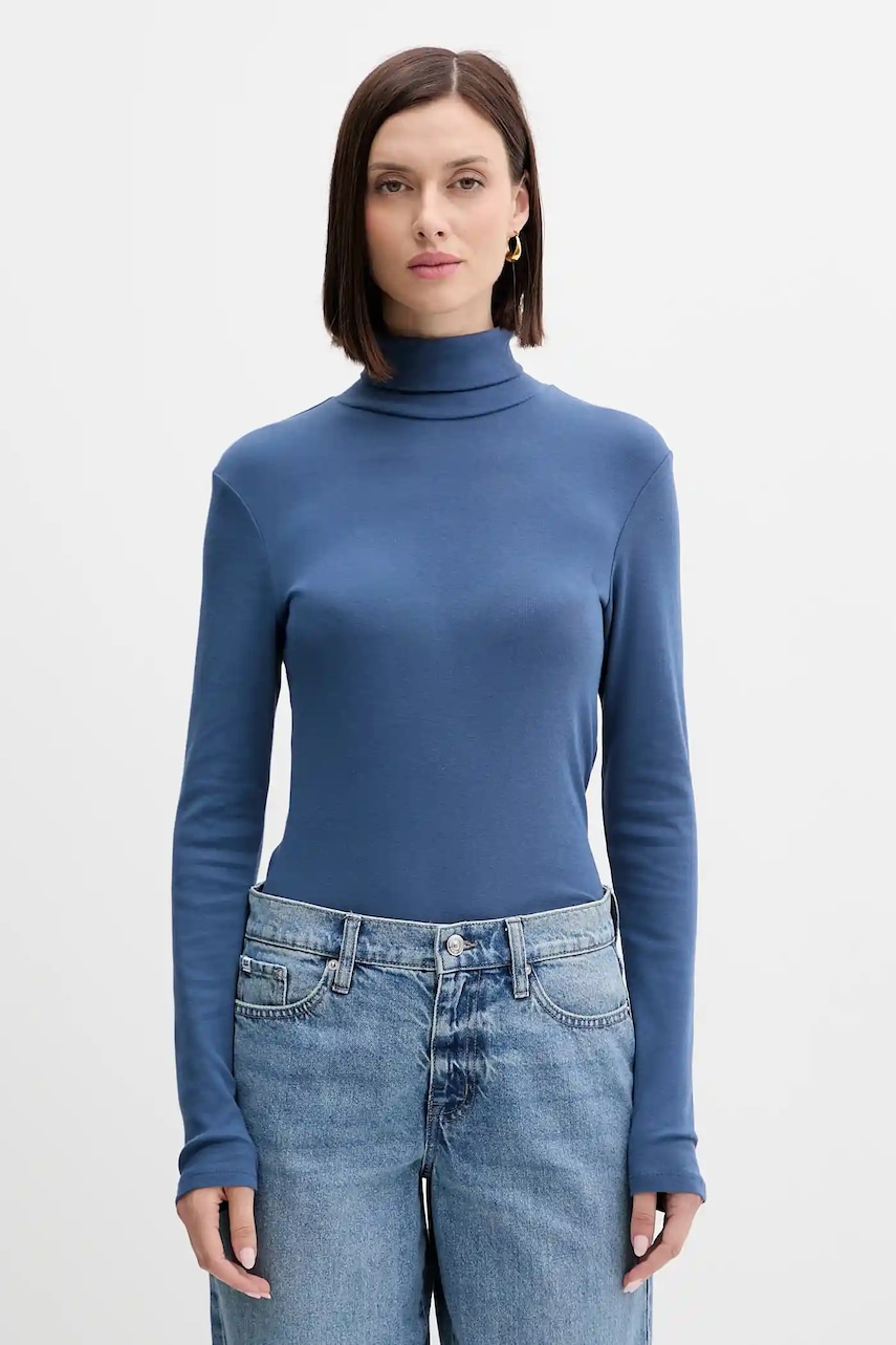 United Colors of Benetton longsleeve din bumbac cu guler, 3GA2E2224
