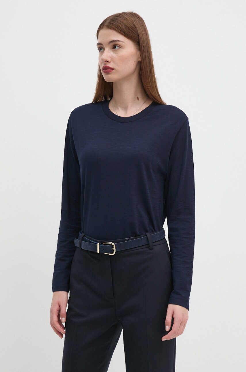United Colors of Benetton longsleeve din bumbac culoarea albastru marin, 3BVXD107Y