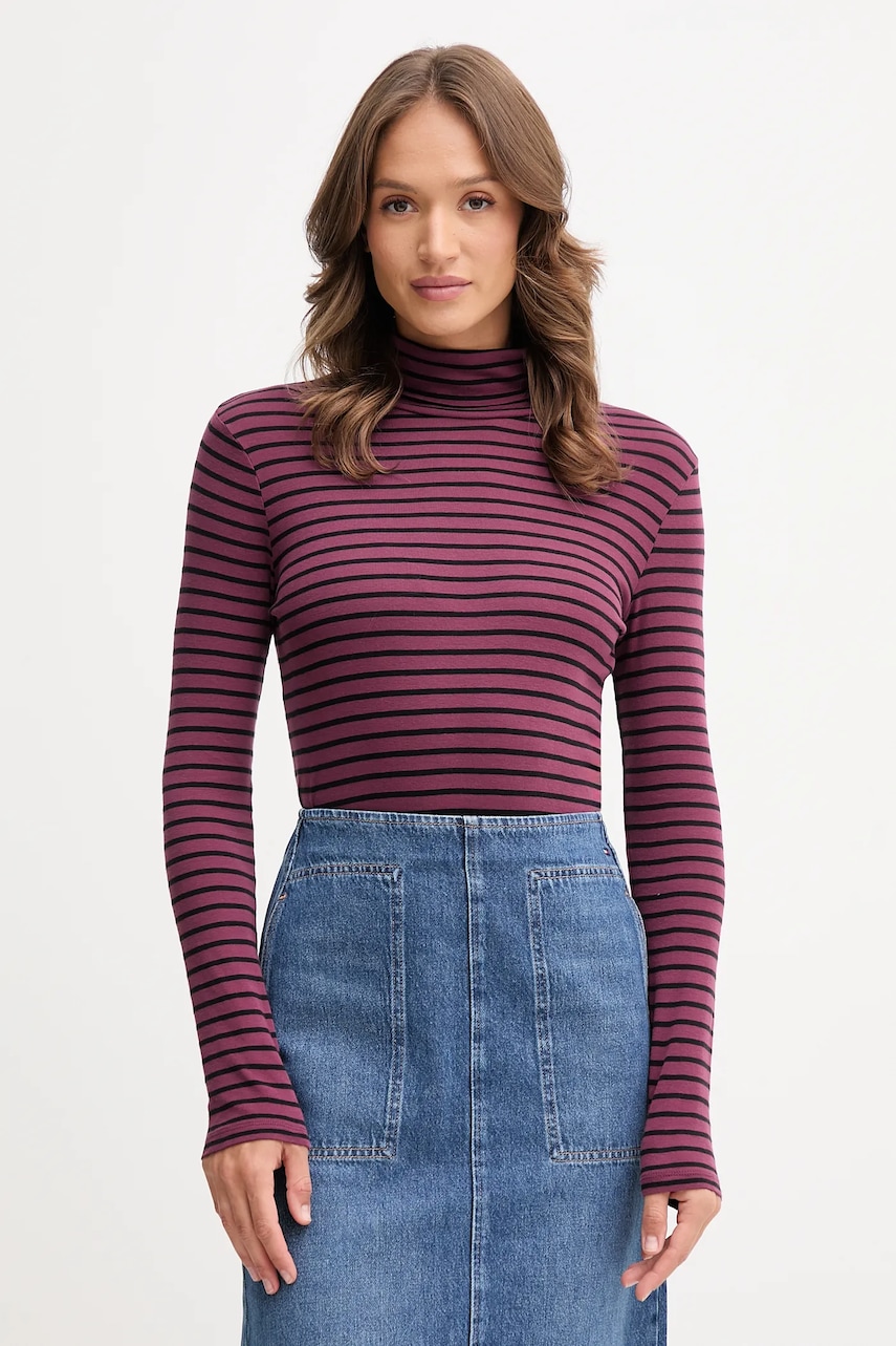 United Colors of Benetton longsleeve din bumbac cu guler, 30YSE2225