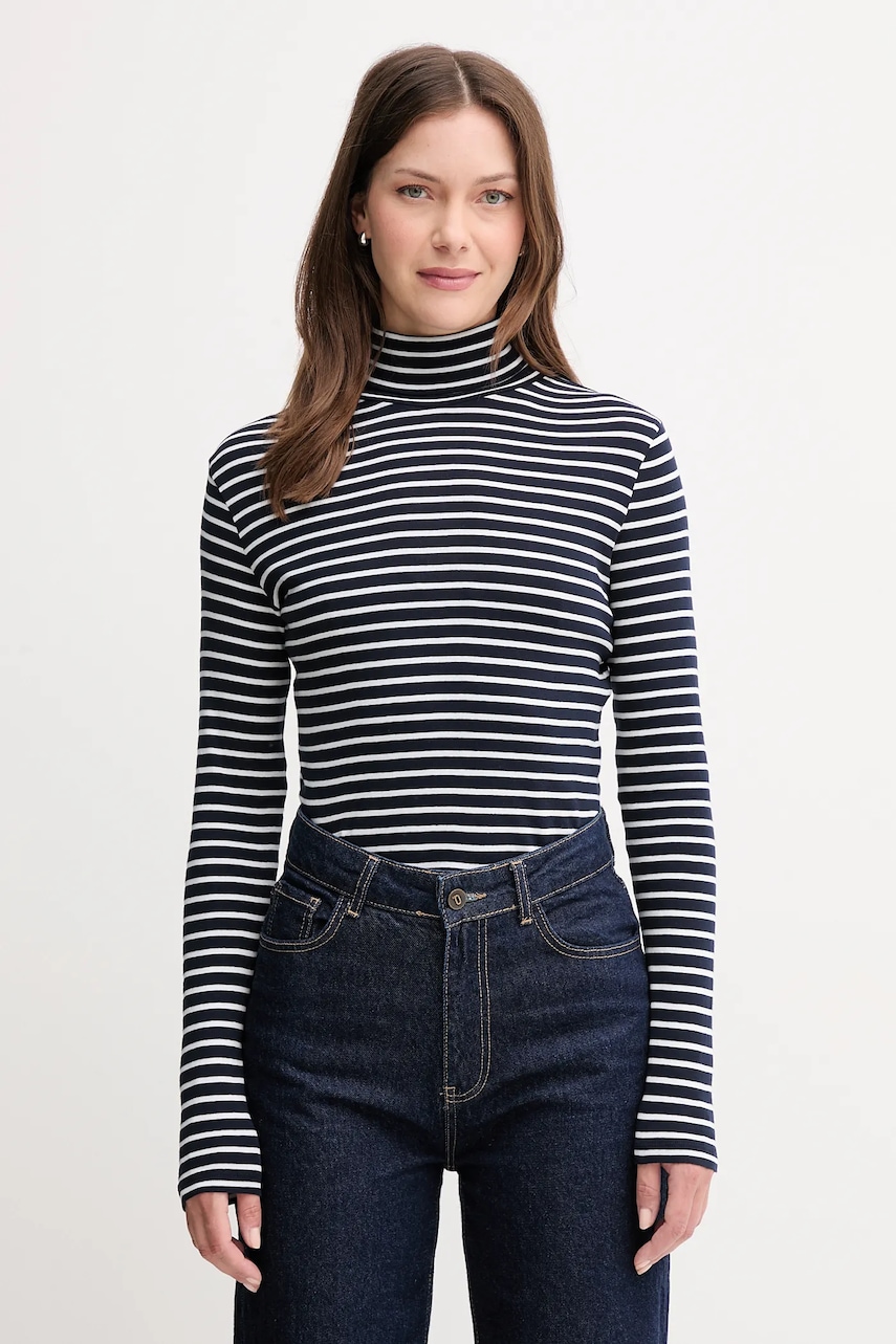 United Colors of Benetton longsleeve din bumbac cu guler, 30YSE2225