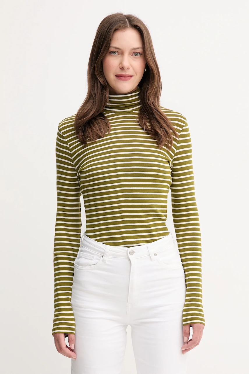 United Colors of Benetton longsleeve din bumbac cu guler, 30YSE2225