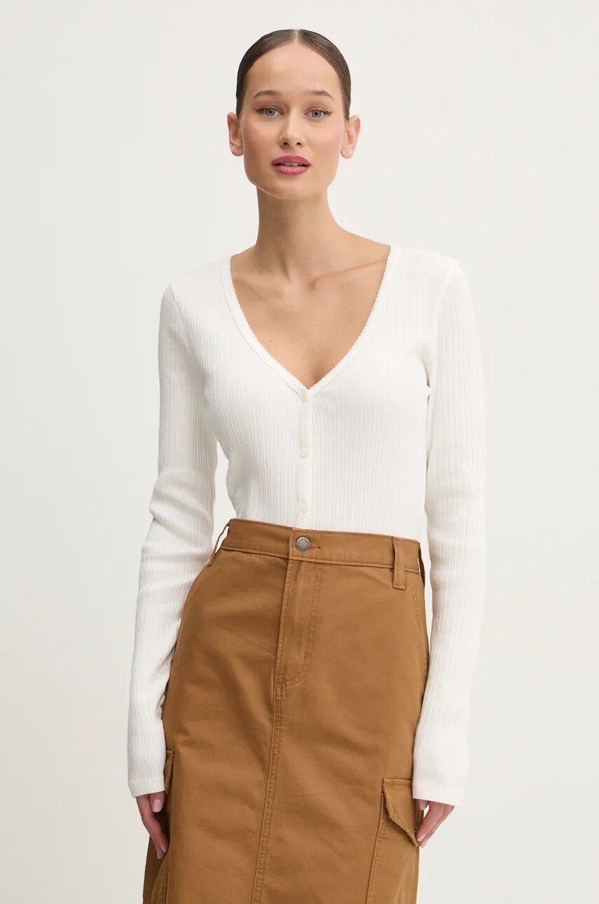 Superdry longsleeve din bumbac culoarea alb, W6011953A-71D