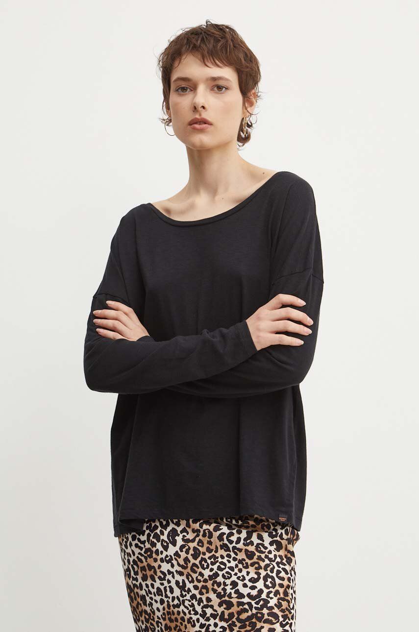 Tričko s dlhým rukávom Superdry dámske, čierna farba, W6011975A-02A