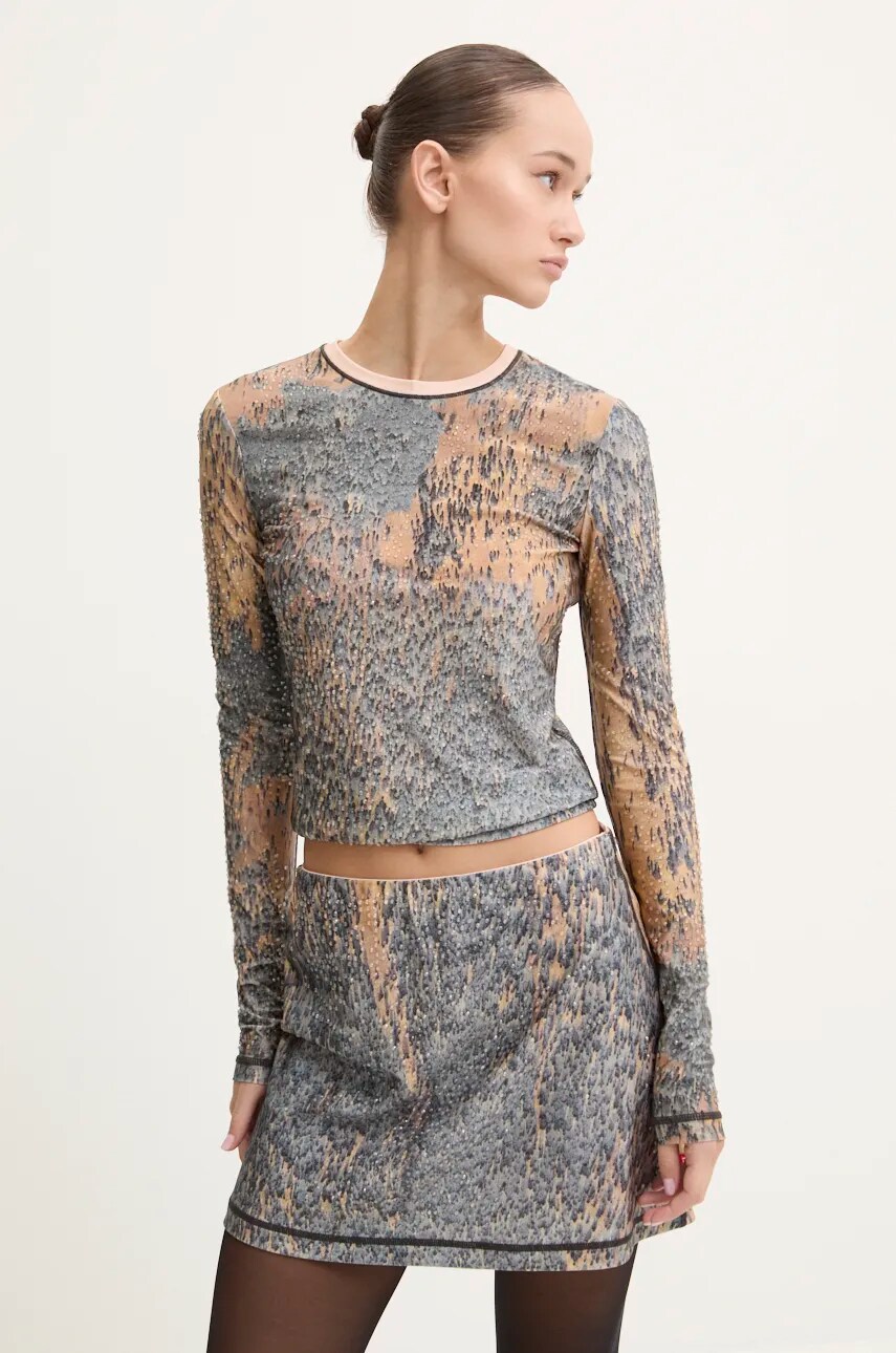 Diesel longsleeve T-CUTIE-LS femei, culoarea gri, A14595.0KMAQ