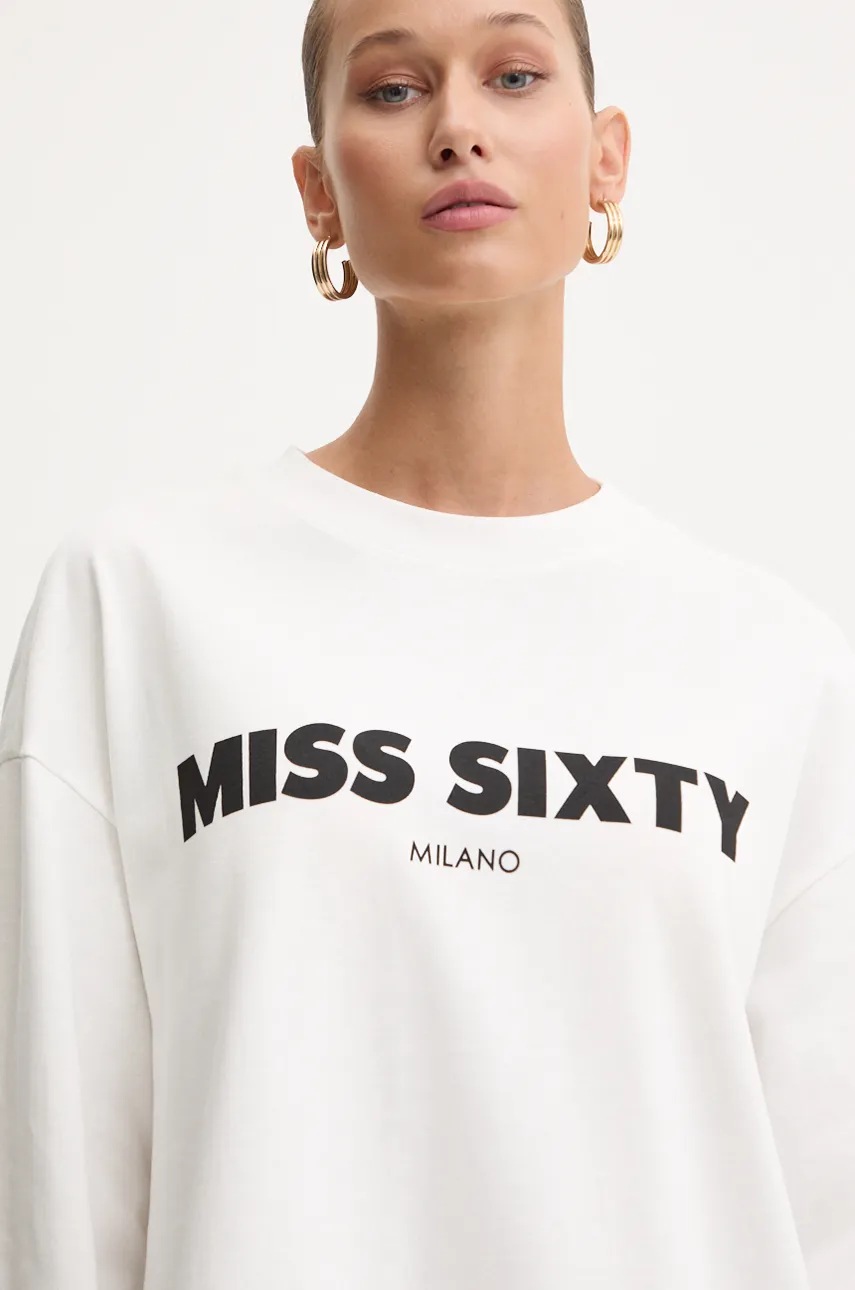 Βαμβακερή μπλούζα με μακριά μανίκια Miss Sixty χρώμα: άσπρο, 6L3SJ3770000 φωτογραφία