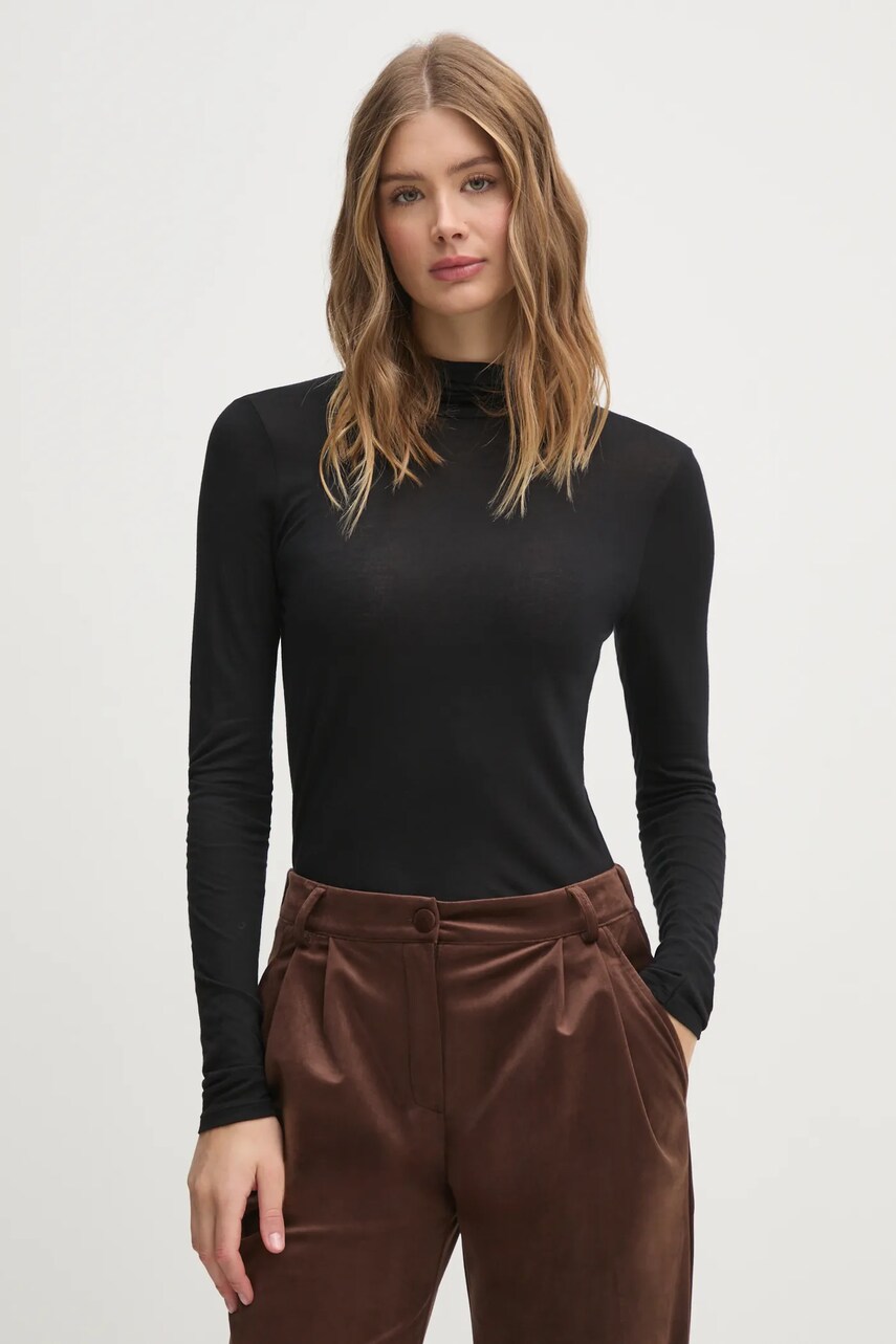United Colors of Benetton longsleeve din amestec de casmir culoarea negru, cu turtleneck, 3R0KD2013