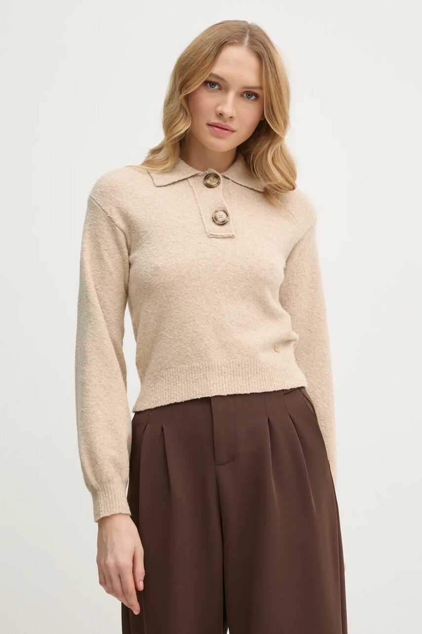 United Colors of Benetton pulover din amestec de lana femei, culoarea bej, 10R2D3013