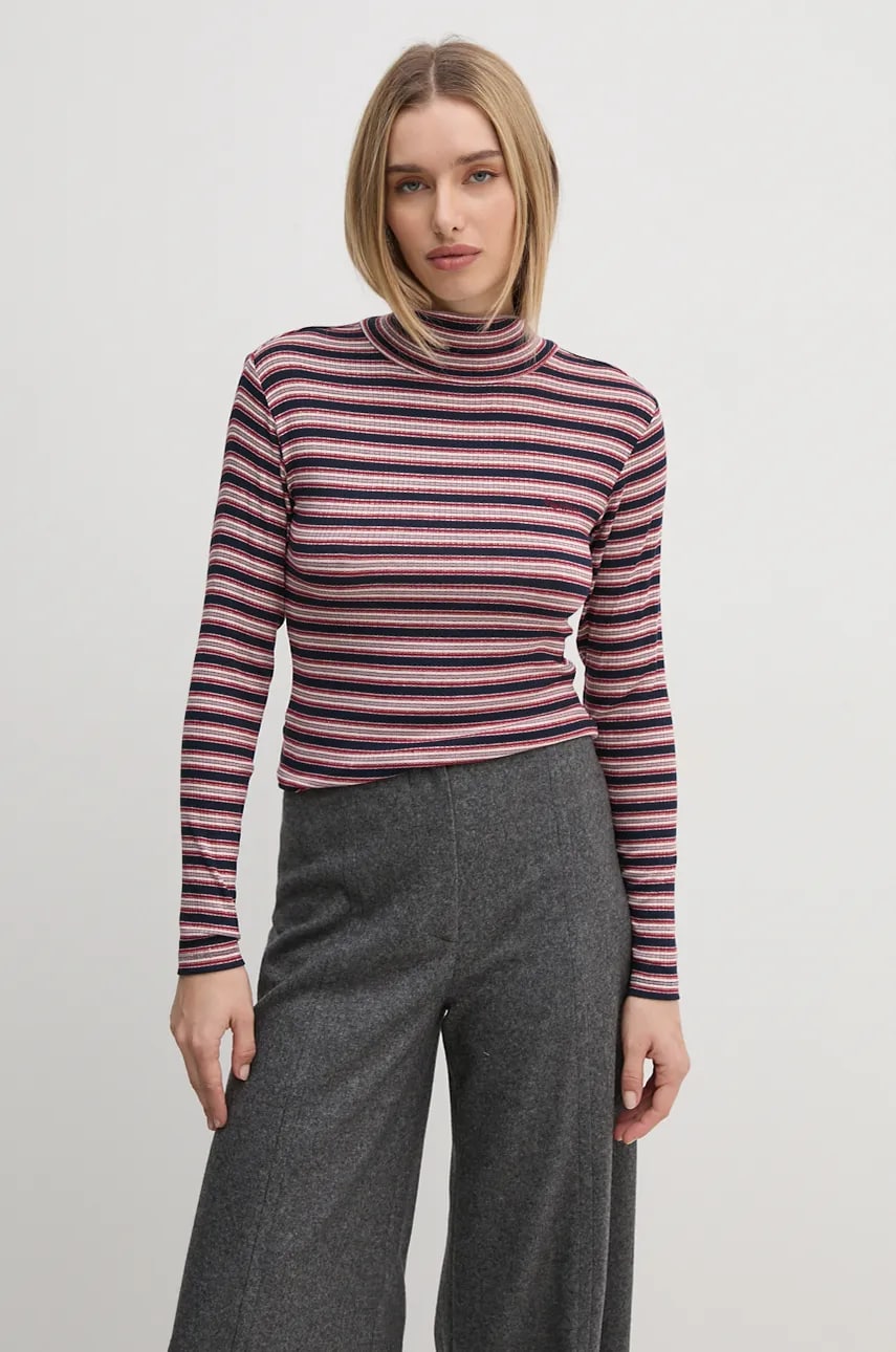 Pepe Jeans longsleeve EFELINA femei, culoarea rosu, cu turtleneck, PL505936