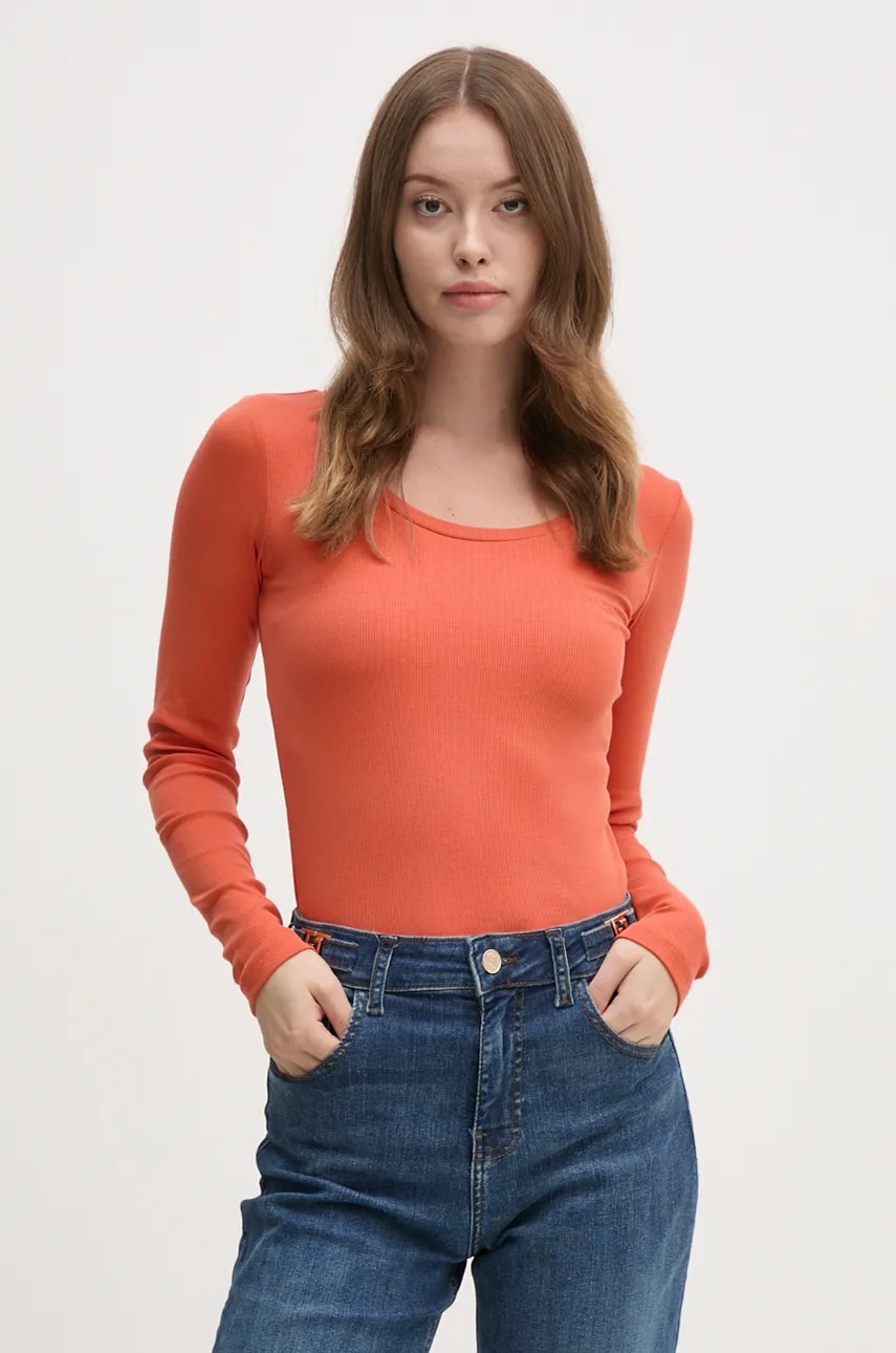 Pepe Jeans longsleeve FINNY femei, culoarea portocaliu, PL505955