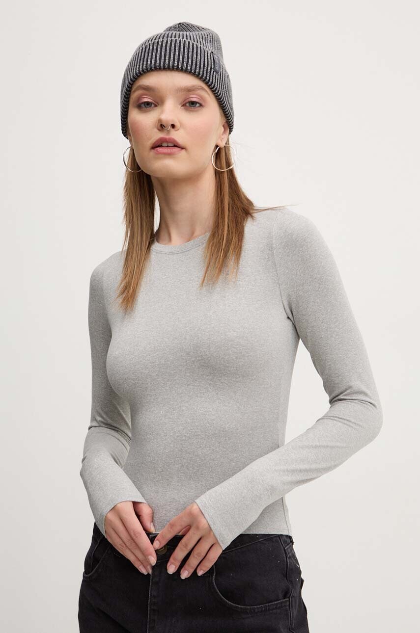 Hollister Co. longsleeve femei, culoarea gri, KI339-3621