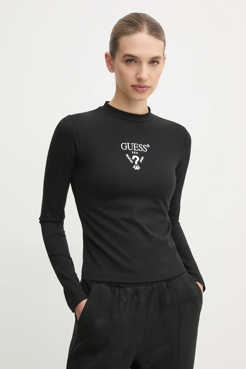 

Блуза с дълги ръкави Guess COLETTE в черно V4YI23 KCDH1, Черен