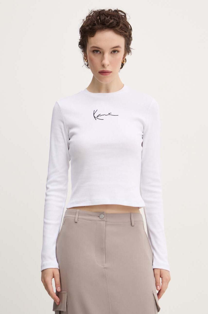 Karl Kani longsleeve femei, culoarea alb, 61240014