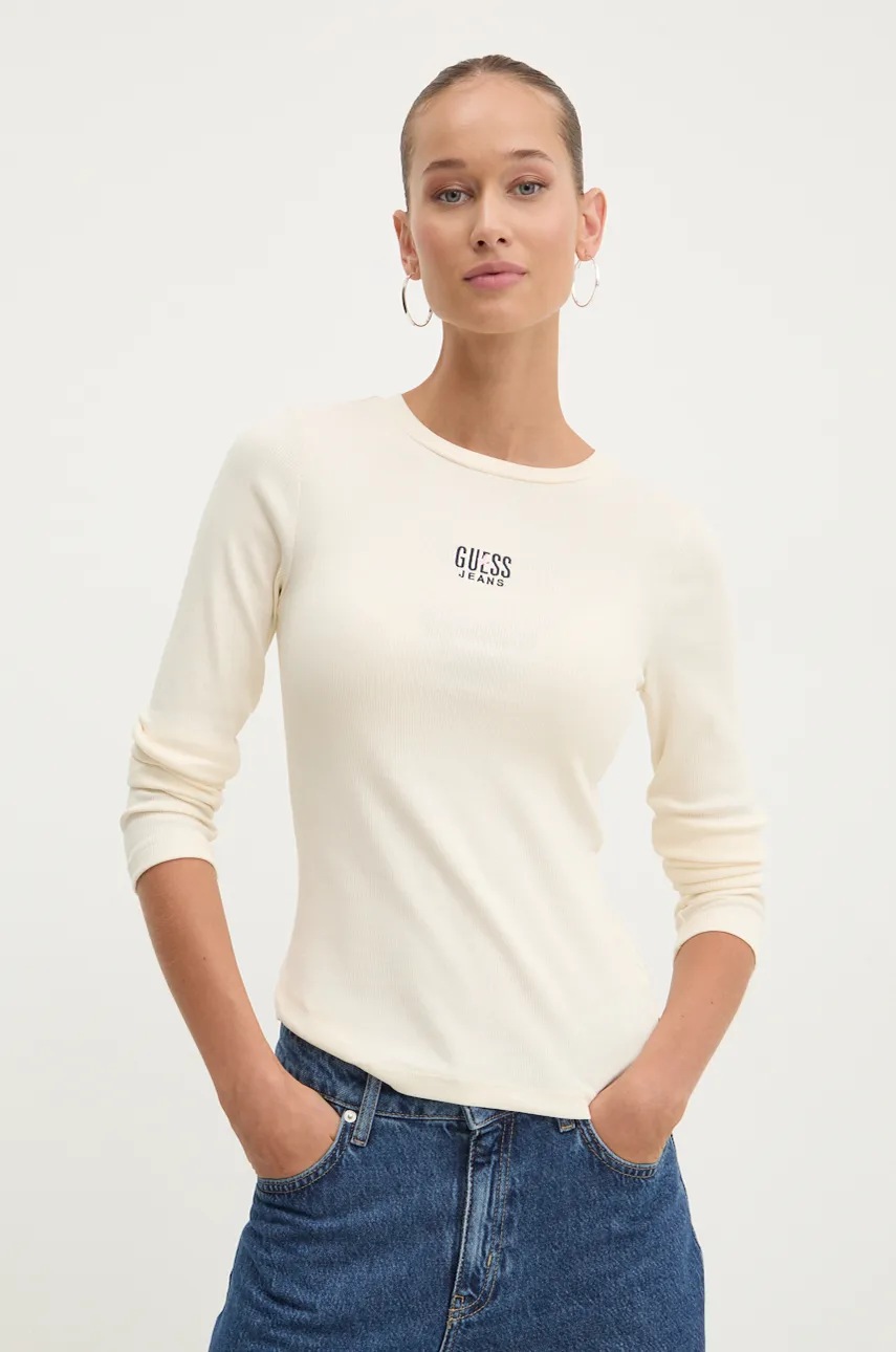 

Блуза с дълги ръкави Guess Jeans в бежово W4BI59 KA0H1, Бежов