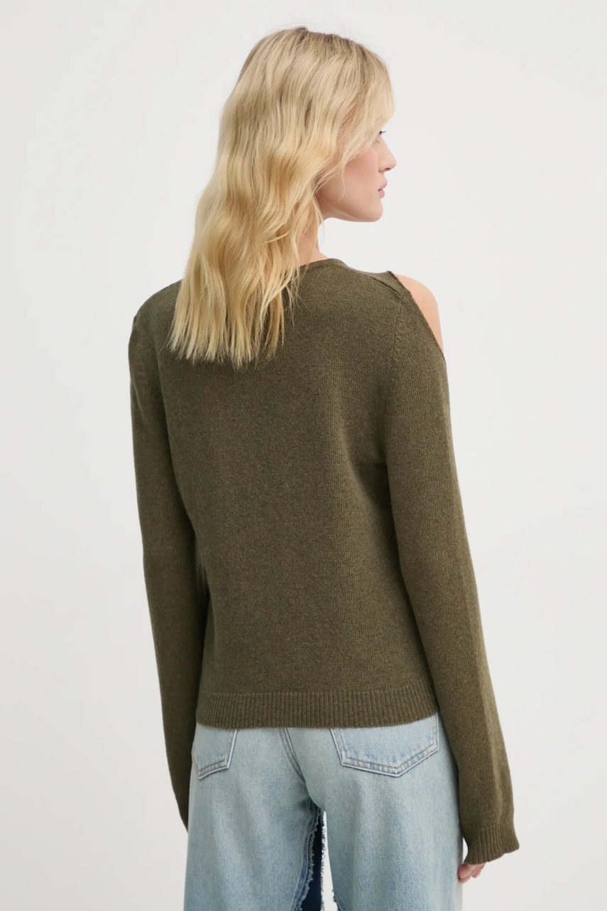 Μάλλινο πουλόβερ MM6 Maison Margiela γυναικείο, χρώμα: πράσινο, S62NH0034.M13071 φωτογραφία