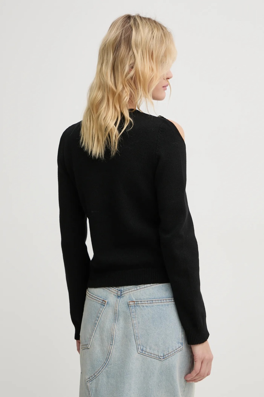 Μάλλινο πουλόβερ MM6 Maison Margiela γυναικείο, χρώμα: μαύρο, S62NH0034.M13071 φωτογραφία