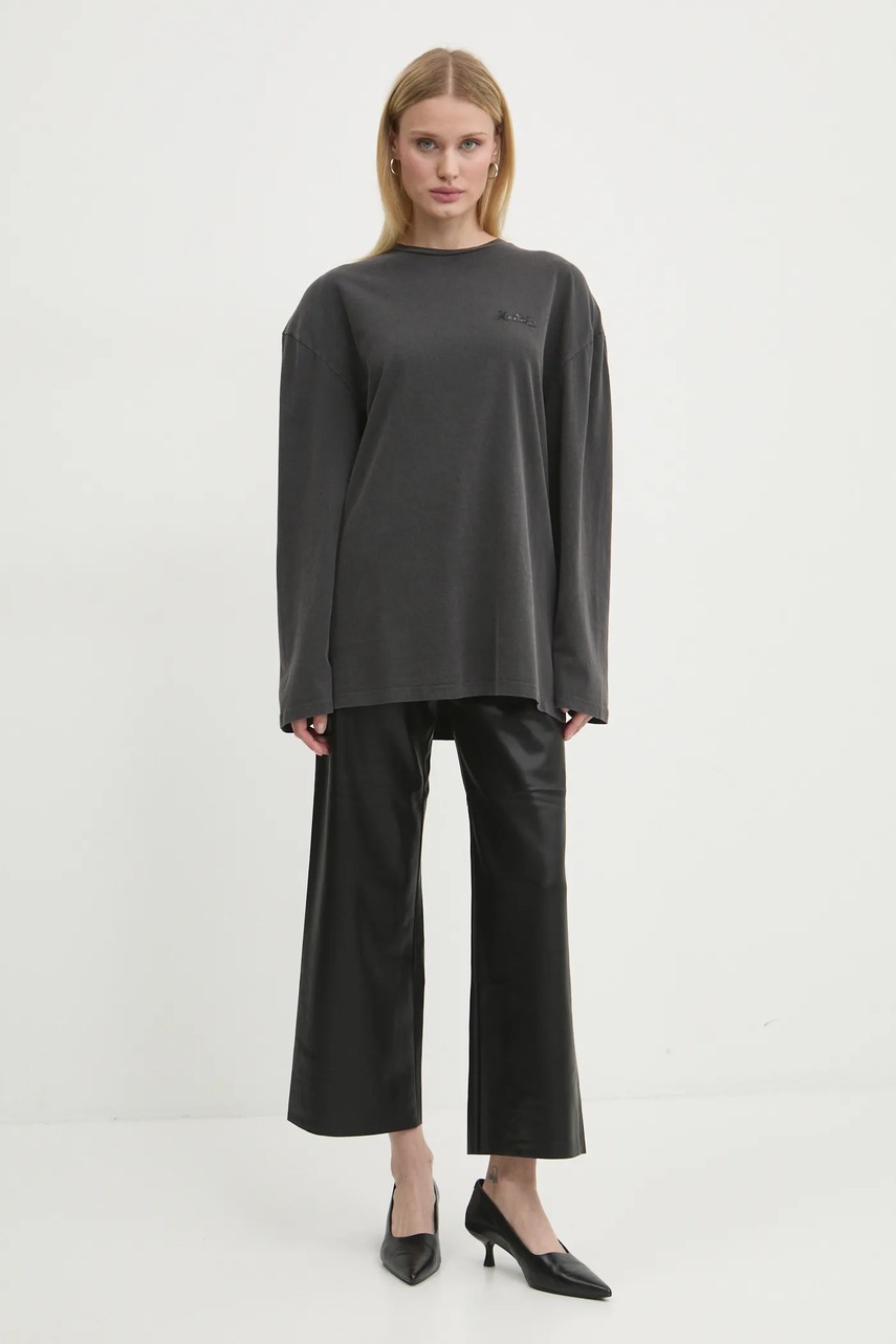 Хлопковый лонгслив Rotate цвет серый 111441100