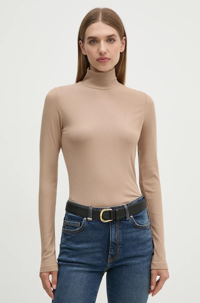 

Блуза с дълги ръкави Calvin Klein в сиво с ниско поло K20K207747, Бежов