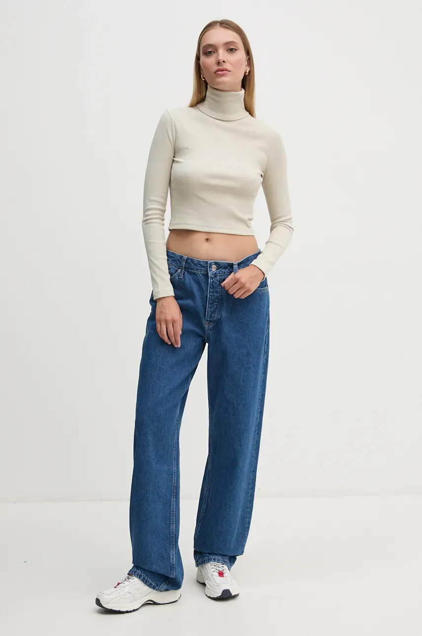Футболка Calvin Klein Jeans женская цвет зелёный с гольфом J20J224196 Футболка Calvin Klein Jeans женская цвет зелёный с гольфом J20J224196