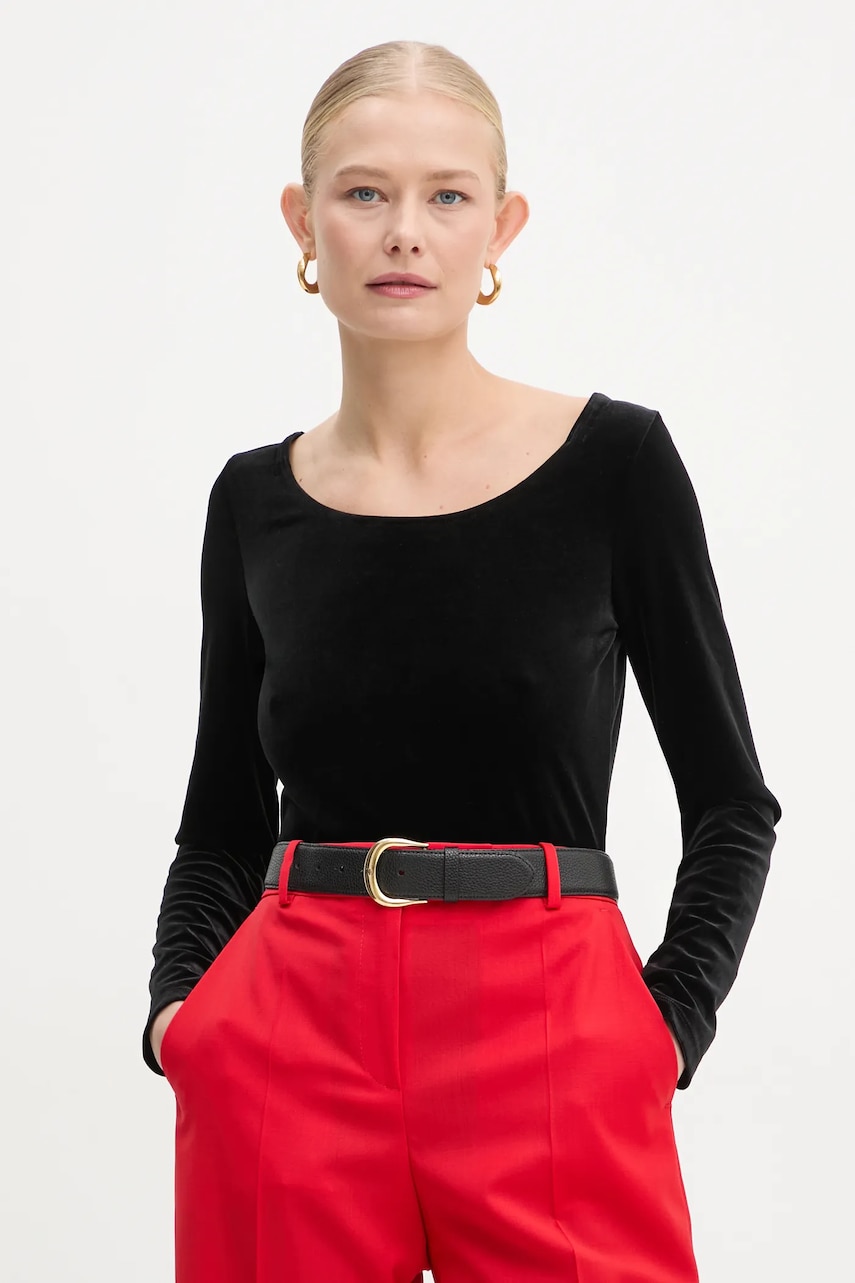 MICHAEL Michael Kors body din catifea culoarea negru, uni, MF451KUF0P MICHAEL Michael Kors body din catifea culoarea negru, uni, MF451KUF0P